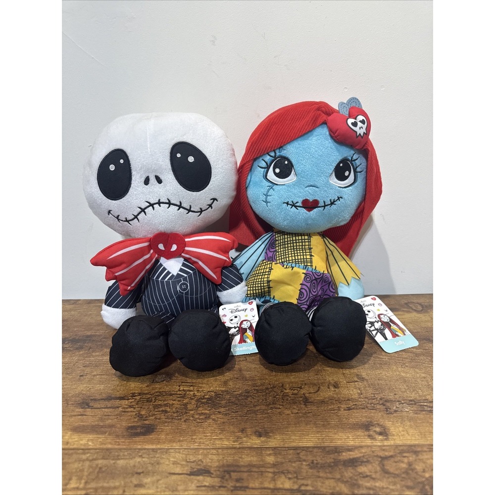 Jack Sally Valentines Day Plush Set Nightmare Before Christmas Lot 17 inch 2022
